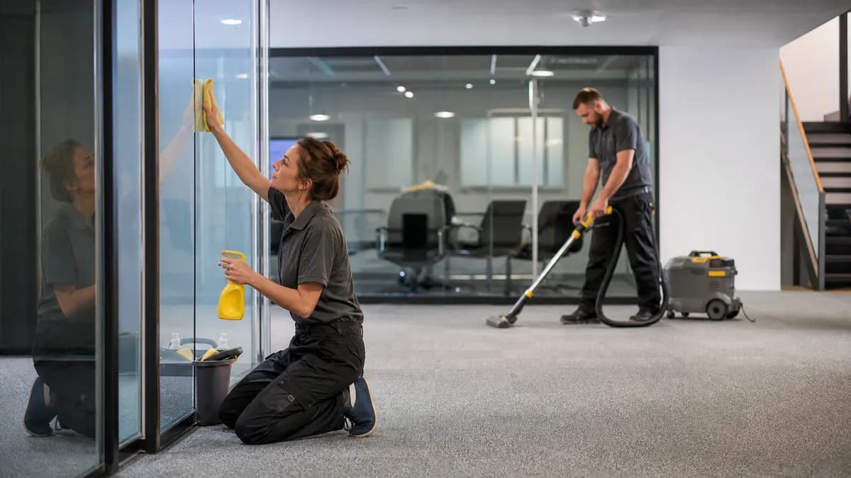 Cleaning team preparing a residential service job