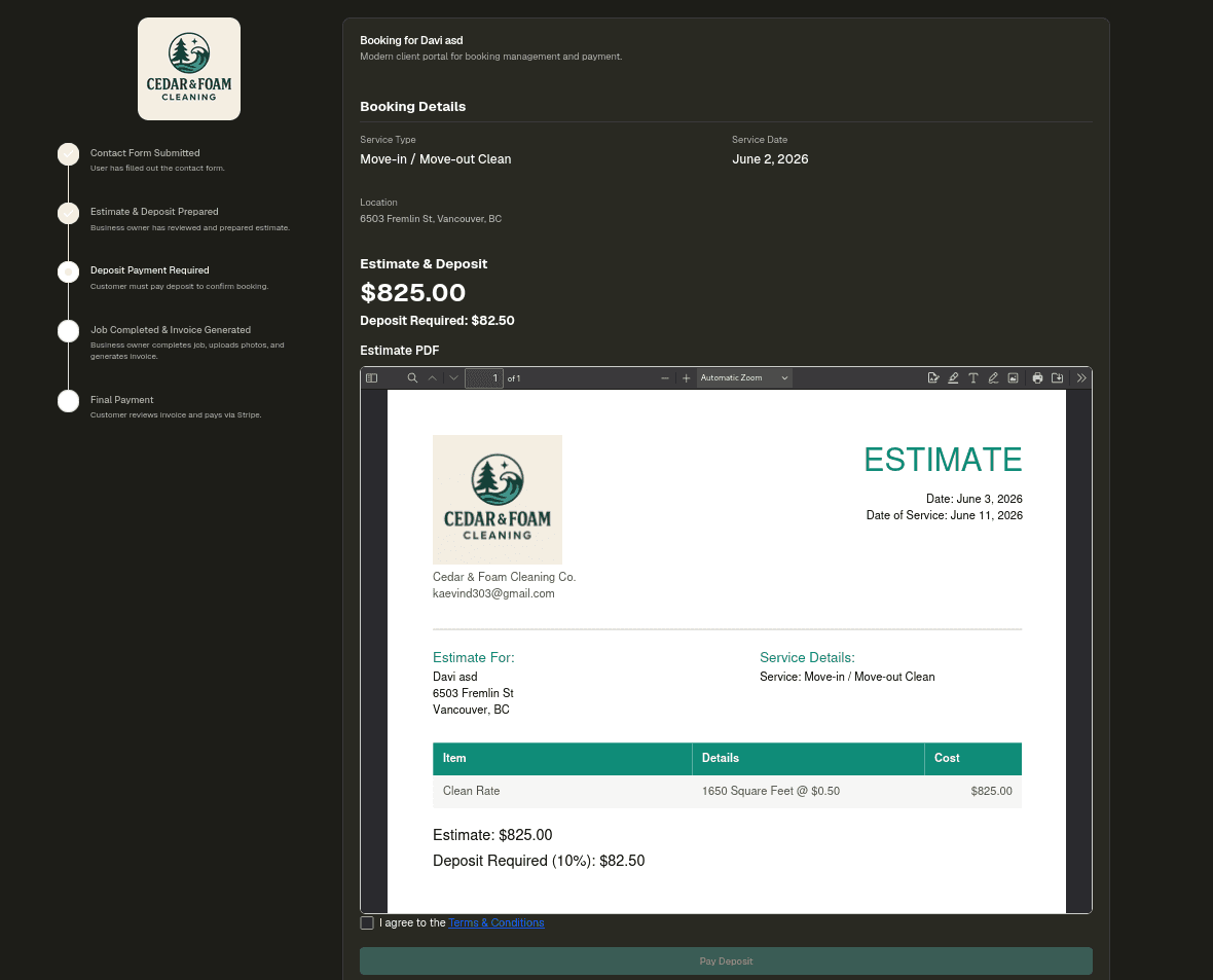 Interdatum CRM client portal screenshot